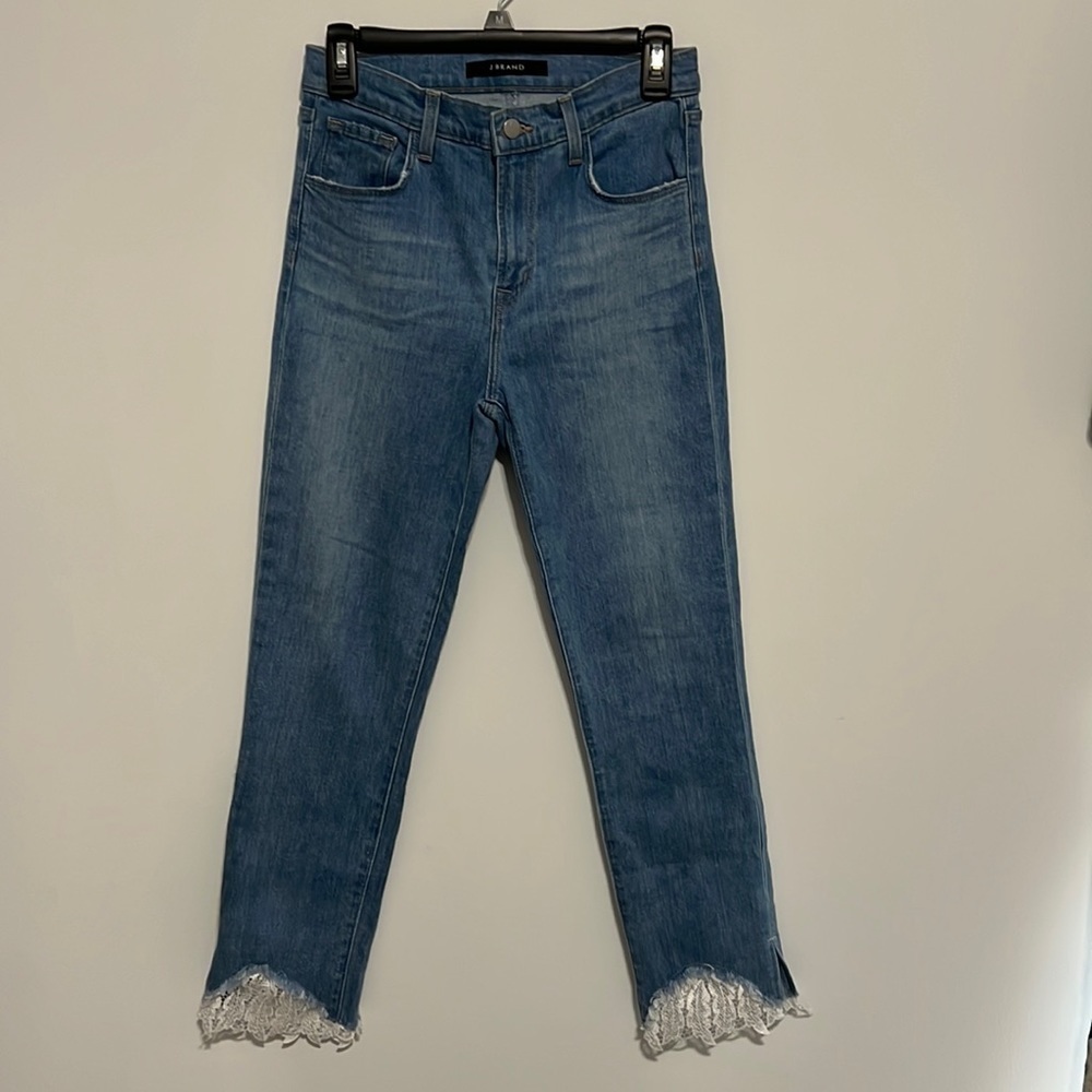 J Brand Ruby Jeans High Waisted Skinny with Lace Detail Size 26 EUC